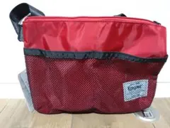 レッド ナイロン ショルダーバッグ メッシュポケット付き　※お値下げ不可※
