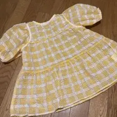 ユナイテッドアローズグリーンレーベル　チェック柄チュニック 120cm イエロー