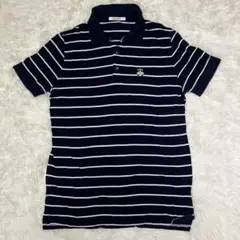 【美品】BALLY ネイビー/ホワイトストライプ ポロシャツ 40