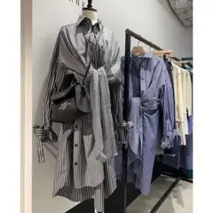 【11/6 23:59までお値下げ】レイヤードシャツワンピース グレー