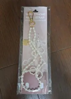 Francfranc スマートフォンハンドストラップ パールリボン シートなし