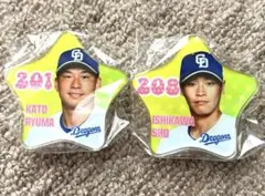 中日ドラゴンズ Dragons 加藤竜馬 石川翔　　　 若竜アクリルバッジ
