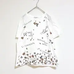 エヴェックスバイクリツィア　Tシャツ　ホワイト　総柄　綿　100％ カジュアル