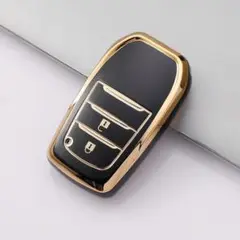 トヨタ スマートキーケース TPU キーカバー 黒金 2ボタン ハリアー
