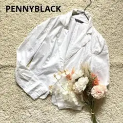 ペニーブラック　テーラードジャケット　シャツ生地　薄手　羽織　ホワイト　綺麗め