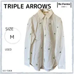 【TRIPLE ARROWS】トップス　ブラウス　刺繍　長袖　韓国 M　ベージュ