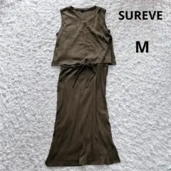 シュリーブ　カットソートップス切替ノースリーブＶネックロングワンピース（M）