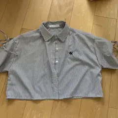AS KNOW AS PLAIN ストライプ クロップドシャツ