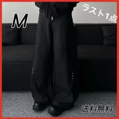 Wide Slacks Studs Baggy 変形 スラックス ブラック M