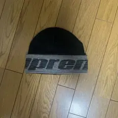 Supreme ロゴニット帽 ブラック/グレー