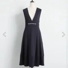 tocco ポケット付きウエストパール装飾タック入りジャンパースカート