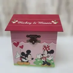 【T】美品！ミッキー&ミニー家型ボックス　オルゴール　64