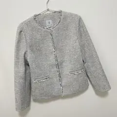 ロペピクニック ファンシーツィードフリンジノーカラージャケット