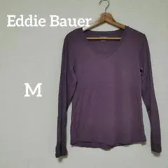 Eddie Bauer 【M】 パープル Vネック 長袖 Tシャツ シンプル