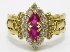 18K YG ルビー 0.60ct ダイヤモンド0.57ct 指輪