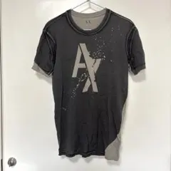 ◾️アルマーニAX◾️スプラッシュ ダメージ加工デザイン Tシャツ S グレー