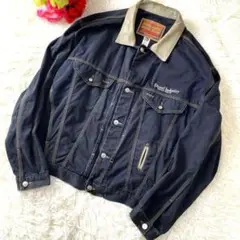 希少3XLサイズ相当/美品 【DIESEL】Gジャン レザー切替 本革 ロゴ刻印