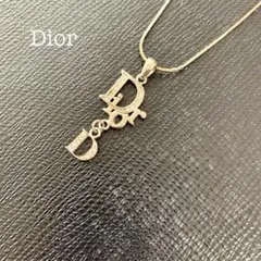 クリスチャン ディオール ネックレス Dior ロゴ ラインストーン シルバー