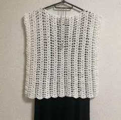 夏物セール！再販無し ハンドメイド ベスト トップス コットン糸 ホワイト