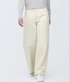 婦人　デニムワイドバギーパンツ　生成　股下７２　無印良品　MUJI