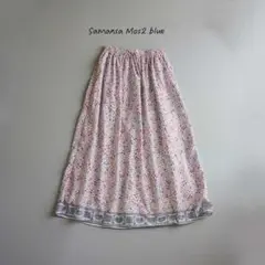 0519 サマンサモスモスブルー スカート 花柄 SamansaMos2blue