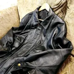 メンズL オールド古着 羊革 ラムレザーブルゾン 黒 90's ヴィンテージ