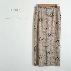 EXPRESS ロング　フレアスカート　花柄　アメリカ製　モード　大人可愛い