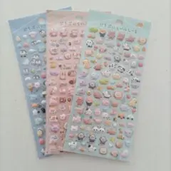 ぷっくりシール　3枚セット　ぷくぷくシール　立体シール　大量　ミニサイズ
