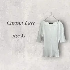 美品/カリーナルーチェ/リブ半袖カットソー/M/シルバー/伸縮性/No.1566