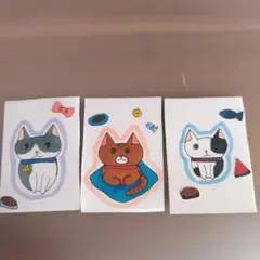 猫のオリジナルイラスト ミニ原画3枚セット