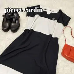 新品 pierre cardin【L】ひざ丈ワンピース ブラック a140