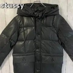 【激レア】stussy ステューシー レザーダウンジャケット 羊革 ヴィンテージ