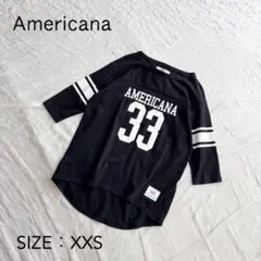 【美品】 アメリカーナ 7分丈ロンT プルオーバー プリントロゴ ブラック