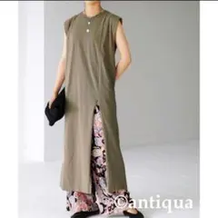 antiqua フロントスリットワンピース