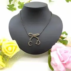 Christian Dior ディオール リボン ストーン ネックレス