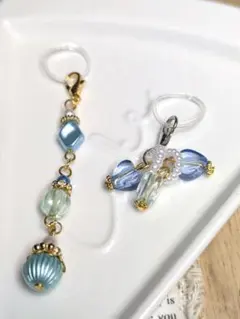 ブルーのビーズのアンブレラマーカー♡ ２個セット☆