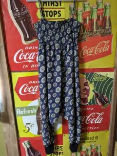 ☆美品サロペットサルエルパンツネイビー 水玉花柄