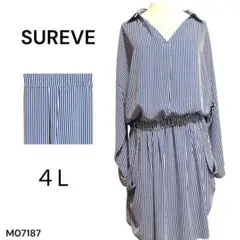 ★美品★SUREVE ワンピース ストライプ 4L ゆったり 長袖 大きめ