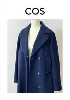 美品☆コスCOSウールロングコート ネービー