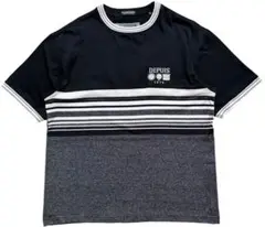 ピアスポーツ デザインボーダー柄 クールネック Tシャツ 3(M)