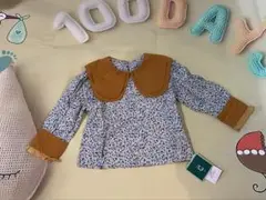 ベビー、キッズ服　トップス　ブラウス　茶色　女の子　花柄　新品未使用品　90cm
