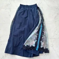 イズスカラー ガウチョパンツ ワイドパンツ サイドシアー花柄 Mサイズ