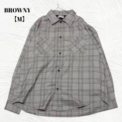 美品✨️BROWNY　ブラウニー【M】グレンチェック柄　長袖シャツ