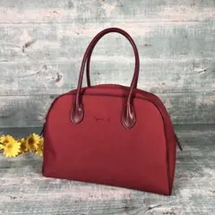 良品 Agnes b レザー×ナイロン ロゴ ミニボストン