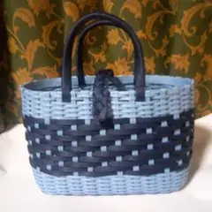 エコクラフト ブルー系ミニバッグ(クラフトバンド)