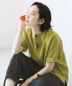 LUPILIEN ナチュラン別注リネンバンドカラーシャツ