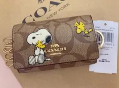 新品COACH スヌーピー ファイブ リング キー ケース