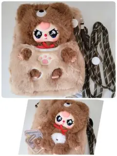 babythree 2代目 ぬいぐるみが取り外せるスマホポーチ くま