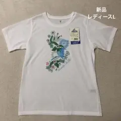 新品　mont-bell モンベル　半袖Tシャツ　ウィックロン　鳥と花　L