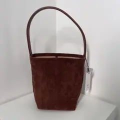 ブラウン スエード バケツ型ショルダーバッグ
